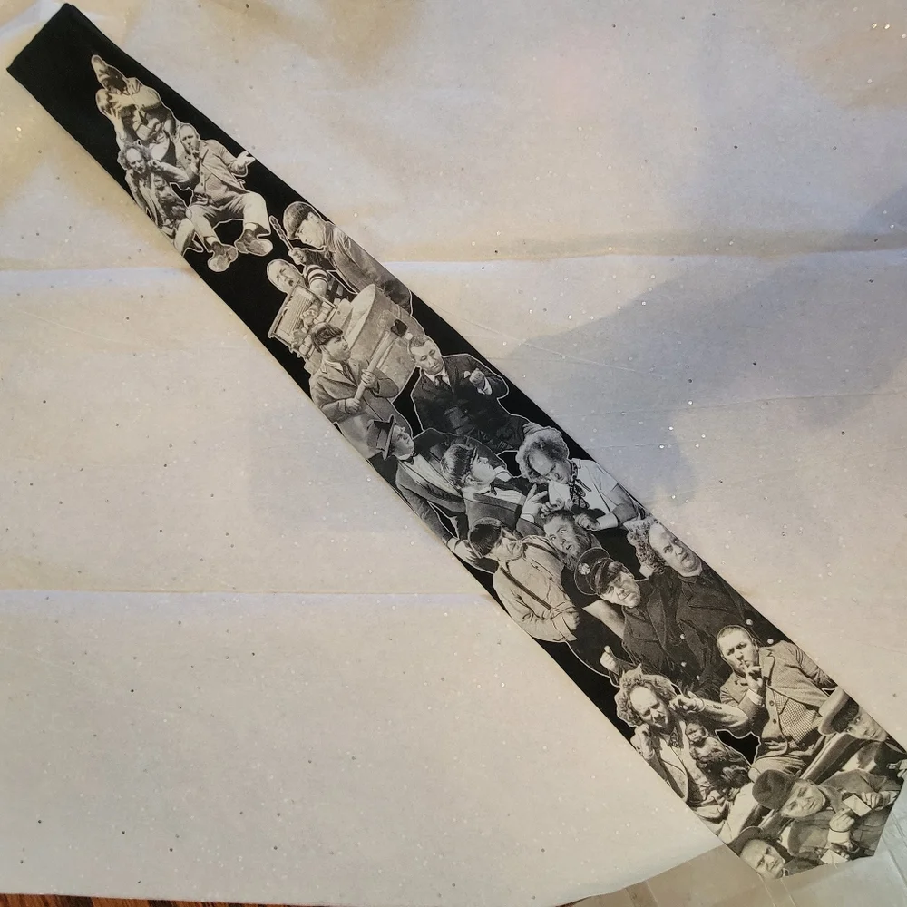 Ralph Marlin Three Stooges Necktie ~ 1994 ~ Made in USA ~ Unisex Retro Humor Fun